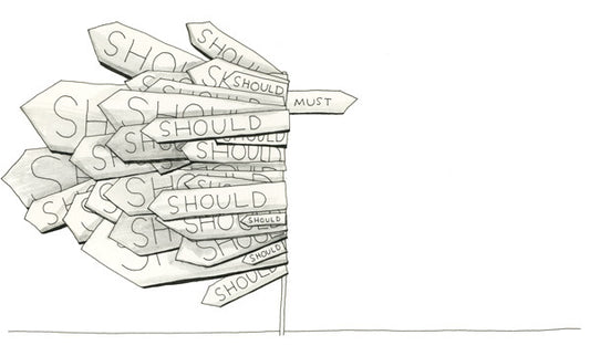 Original Crossroads of Should and Must Drawing, Signed
